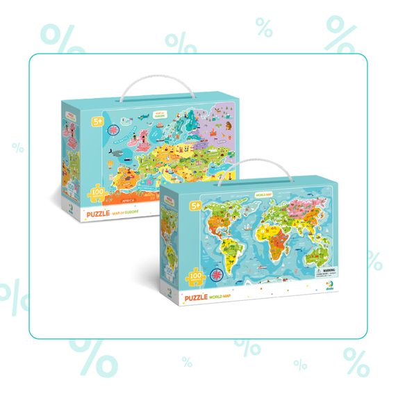 Набір пазлів Dodo Мапа Світу та Мапа Європи (на англ.)
