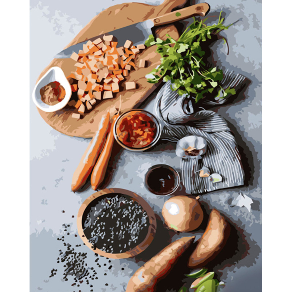 Фото, Видеообзоры картина за номерами strateg преміум процес приготування з лаком та з рівнем розміром 40х50 см (gs1385)