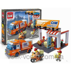 Конструктор BRICK 1119 (20шт) почта, машинка, мотоцикл, фигурки 4шт, 337дет, в кор-ке,37-27,5-6,5см