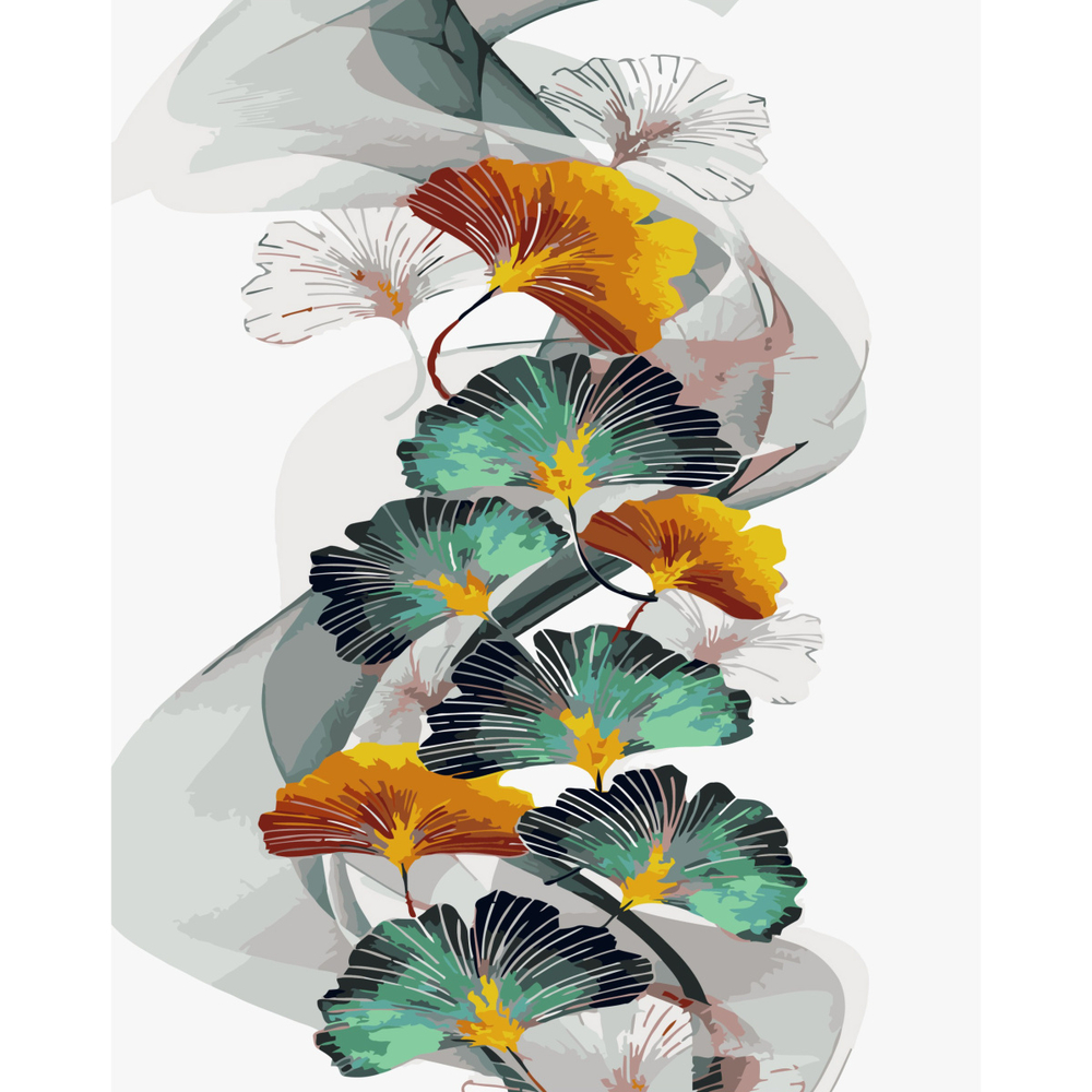 Фото, Видеообзоры картина за номерами strateg преміум листочки гінкго з лаком розміром 40х50 см (sy6793)