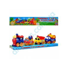 Паровоз M 0374 U/R (144шт) стройтехника, на бат-ке, в слюде, 34-9-6см