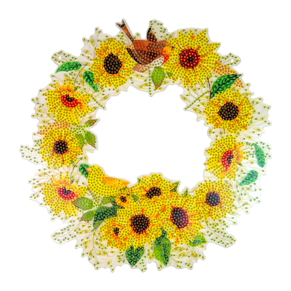 Фото, Відеоогляди алмазна мозаїка strateg преміум віночок із соняшників підвісний розміром 30х30 см (hhe26387)