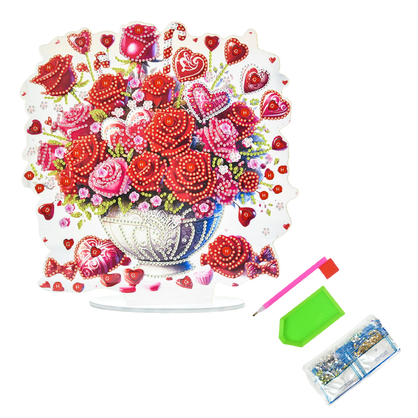 Фото, Відеоогляди алмазна мозаїка strateg преміум чарівність троянд на підставці розміром 25х25 см (yklz15279)