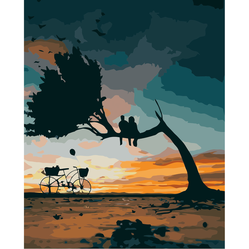 Фото, Відеоогляди картина за номерами strateg преміум двоє на заході сонця з лаком розміром 40х50 см va-3604