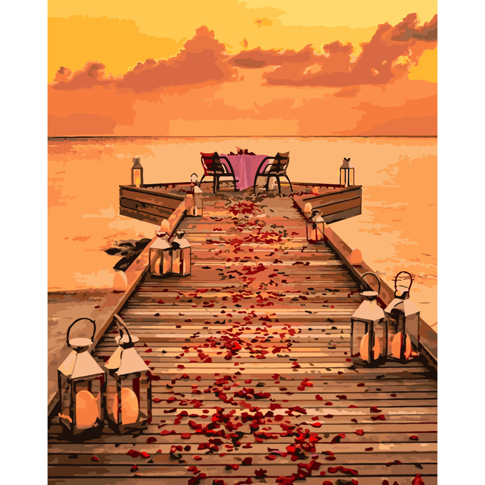 Фото, Видеообзоры картина за номерами strateg преміум романтика на пристані з лаком розміром 40х50 см sy6580