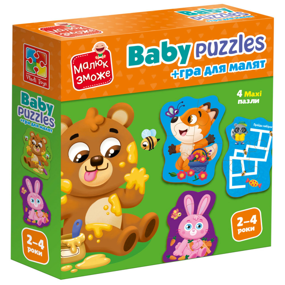 Гра розвиваюча Vladi Toys пазли картонні з грою. Лісові звірі. VT1722-26