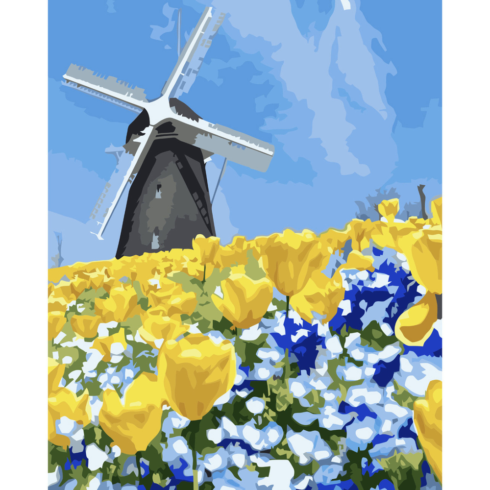 Фото, Відеоогляди картина за номерами strateg преміум вітряк на полі з лаком розміром 40х50 см va-3737