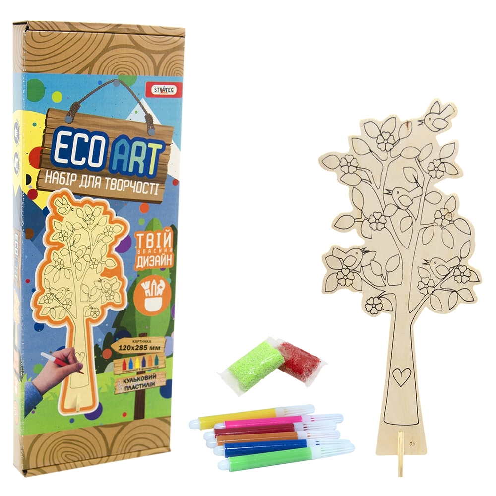Фото, Видеообзоры набір для творчості strateg еко-розмальовка дерево (5002)