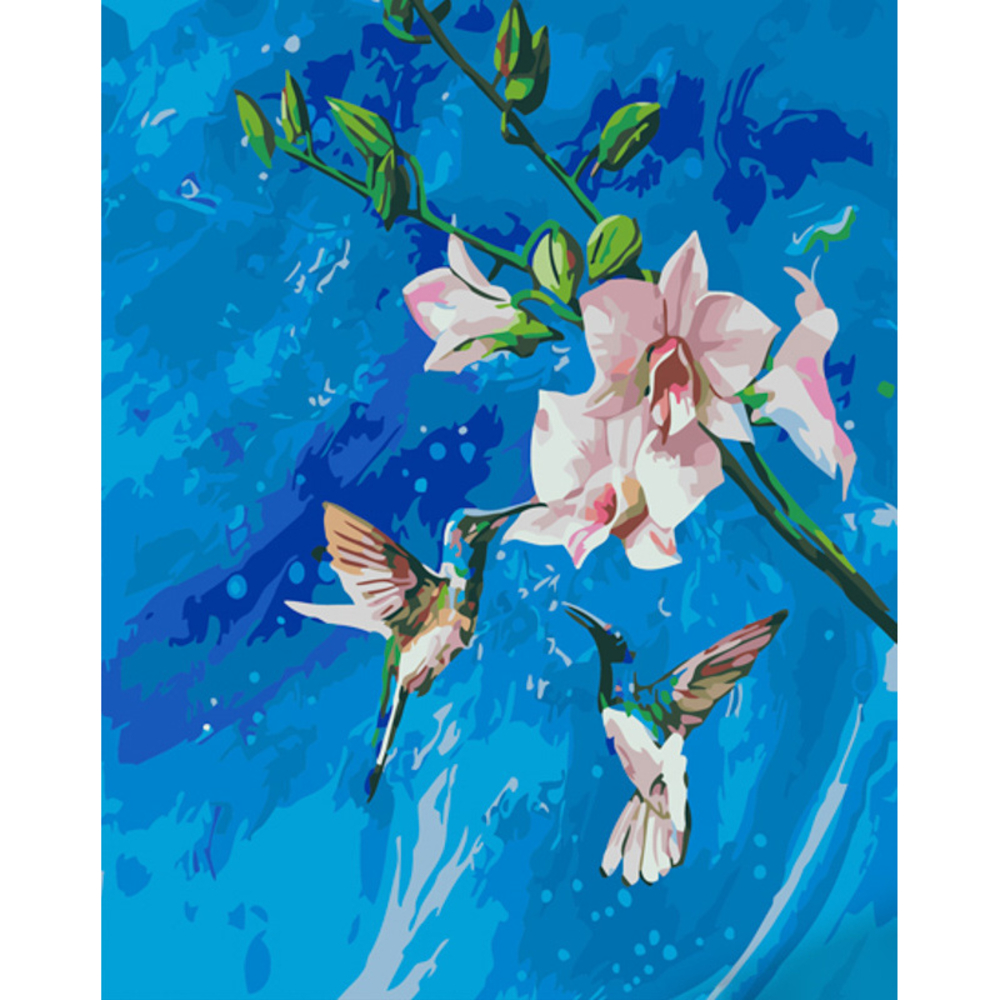 Фото, Видеообзоры картина за номерами strateg преміум колібрі в небесах з лаком розміром 40х50 см (gs1114)