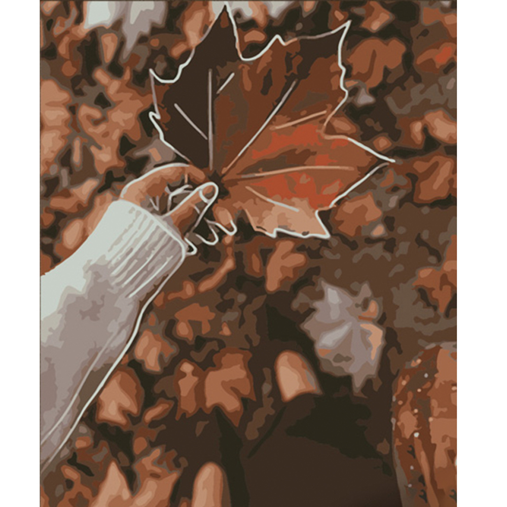 Фото, Видеообзоры картина за номерами strateg преміум осінній листок розміром 40х50 см (dy311)