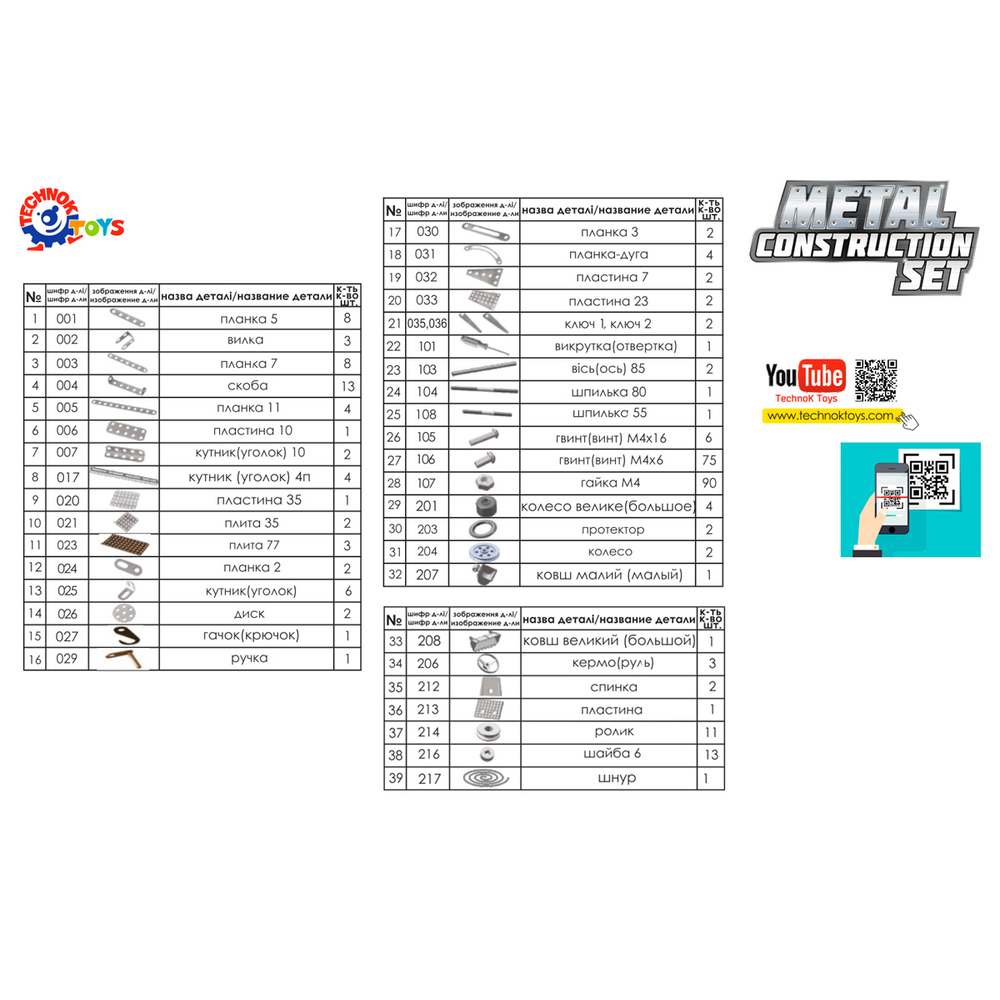 Фото, Відеоогляди конструктор  металевий "будтехніка технок", 3879