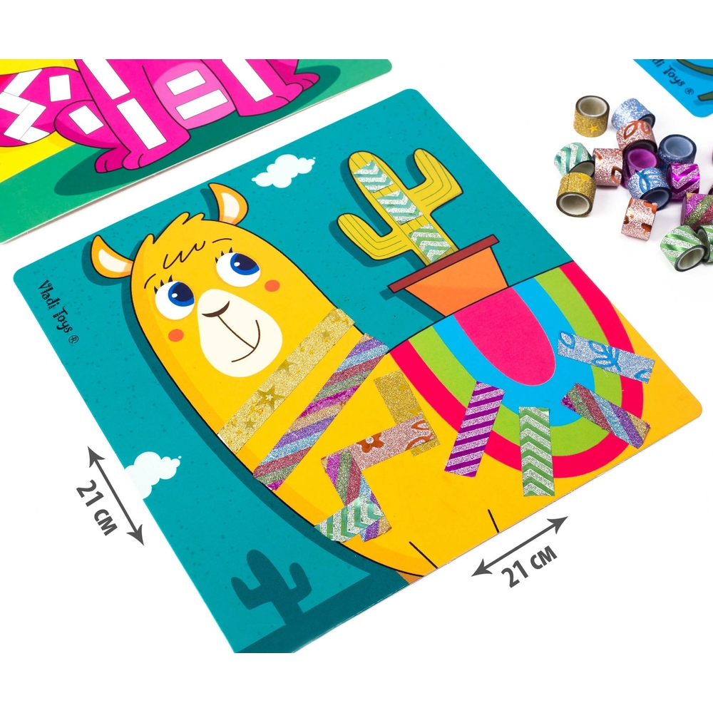 Фото, Видеообзоры набір для творчості з декоративним скотчем «sticky strips. лама» vladi toys vt4433-04