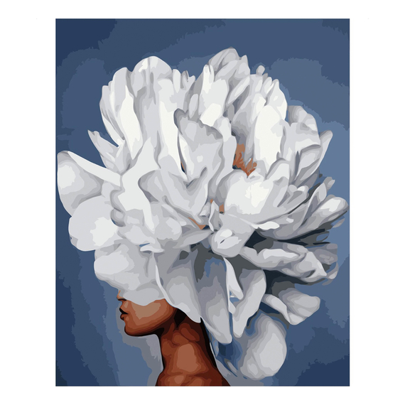 Картина за номерами Strateg ПРЕМІУМ Вишукана півонія з лаком розміром 40х50 см VA-2564