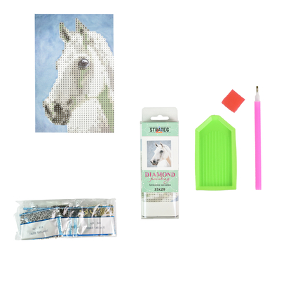 Фото, Відеоогляди алмазна мозаїка strateg преміум білий кінь без підрамника розміром 10х15 см (yab14431)