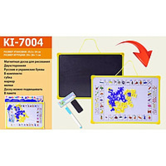 Дошка 2-х стор  KI-7004  (60шт/2) укр.магнит.алфавит,мелки, маркер,стиралка, в пакете 40*28 см
