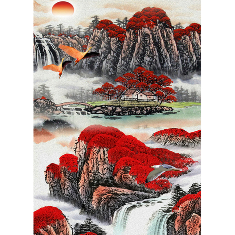 Фото, Відеоогляди алмазна мозаїка strateg преміум гори та водоспад без підрамника розміром 30х40 см  (jsdf81910)