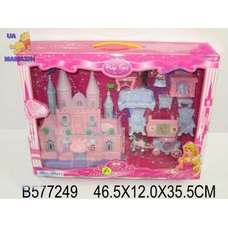 Замок 8043 батар.муз.свет.с мебелью, куклами, каретой кор.47*36*12 ш.к./12/