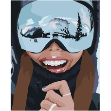 Картина за номерами Strateg ПРЕМІУМ Зима в окулярах з лаком розміром 40х50 см VA-3708