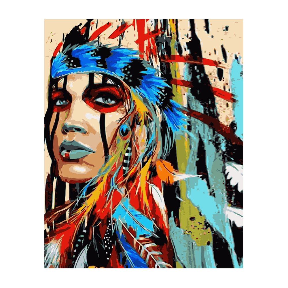 Фото, Відеоогляди картина за номерами strateg преміум indian women з лаком розміром 40х50 см va-2858