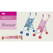 Коляска 886 (12шт)пласт.складная ручка,8 колес,в пакете 23*54*37см