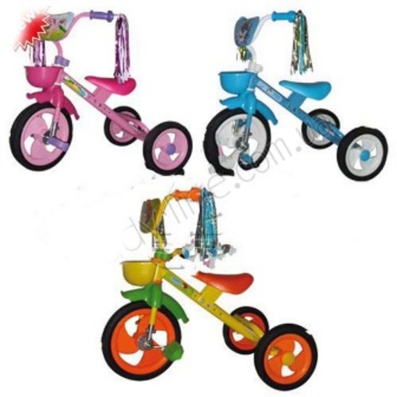 Велосипед M 1659 (3шт) +3 колеса, 3 кольори: синьо-голуб, троянд, зелен.-желт, сидіння зі спинкою, з