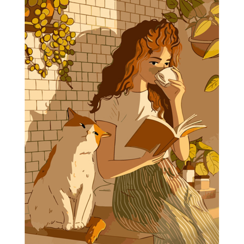 Фото, Відеоогляди картина за номерами strateg преміум відпочинок з котиком розміром 40х50 см (gs889)