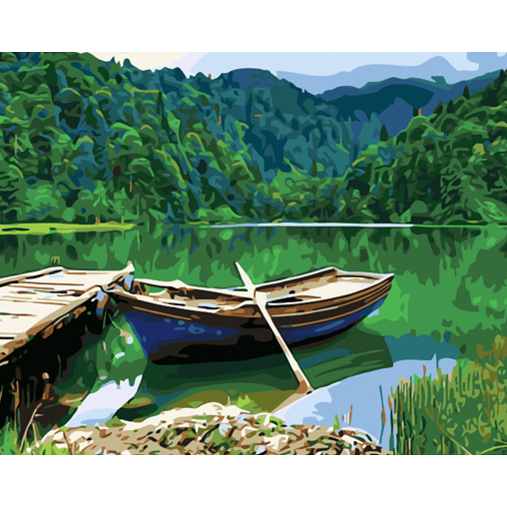Фото, Відеоогляди картина за номерами strateg преміум лодка на березі розміром 40х50 см (gs1104)