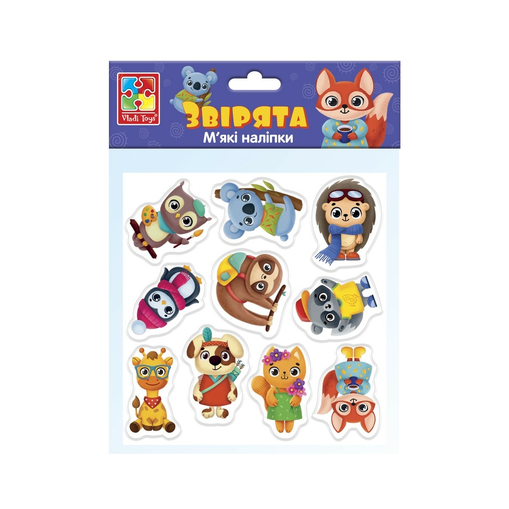 Фото, Видеообзоры набір для творчості м'які наліпки «звірята» vladi toys vt4210-10