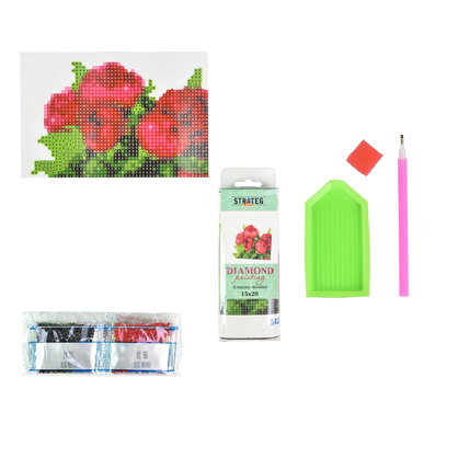 Фото, Відеоогляди алмазна мозаїка strateg преміум червоні півонії без підрамника розміром 10х15 см (yab14427)