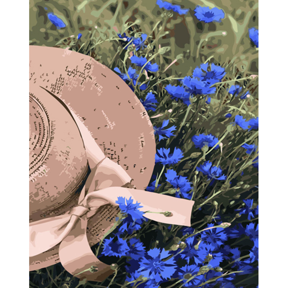 Фото, Видеообзоры картина за номерами strateg преміум волошкове поле з лаком та з рівнем розміром 40х50 см (gs1402)