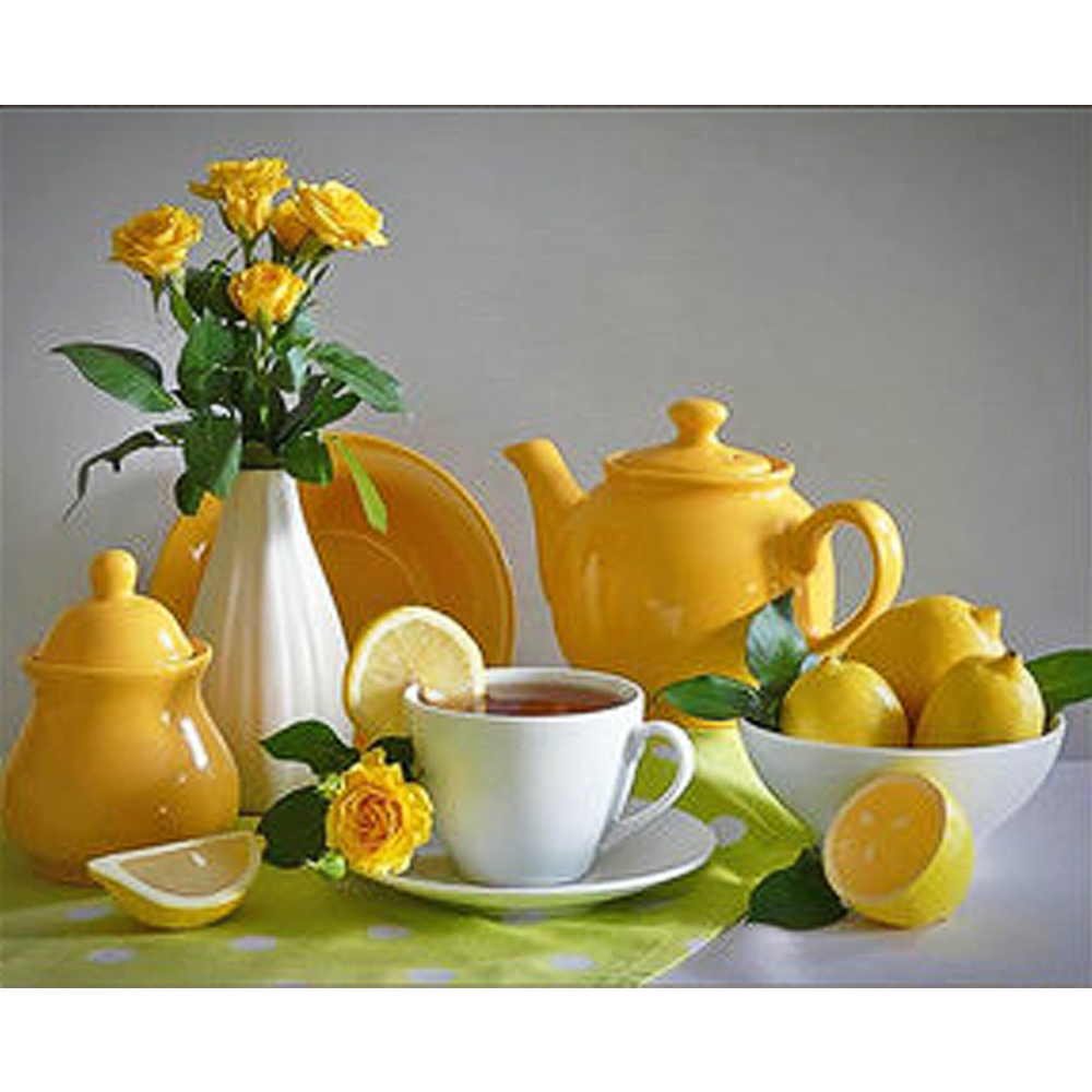 Фото, Видеообзоры алмазна мозаїка strateg преміум лимонний натюрморт розміром 30х40 см (heg86114)