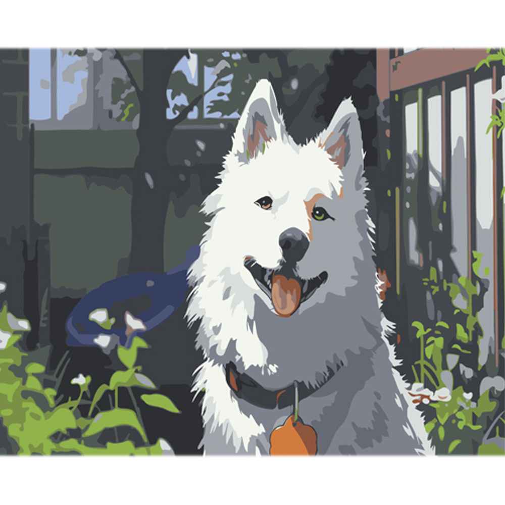 Фото, Видеообзоры картина за номерами strateg преміум білий веселун з лаком та з рівнем розміром 30х40 см (ly62)