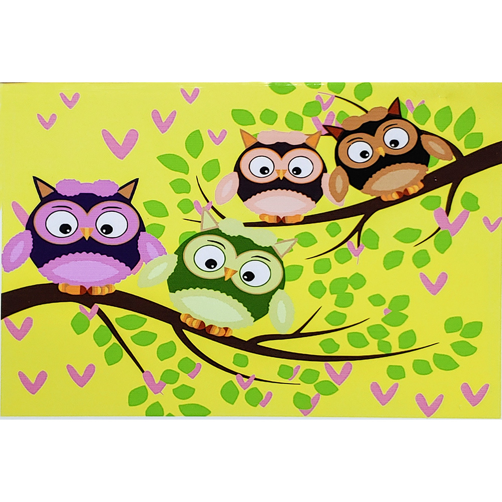 Фото, Відеоогляди картина за номерами strateg преміум совенята на гілках з лаком розміром 30х40 см (ss6669)