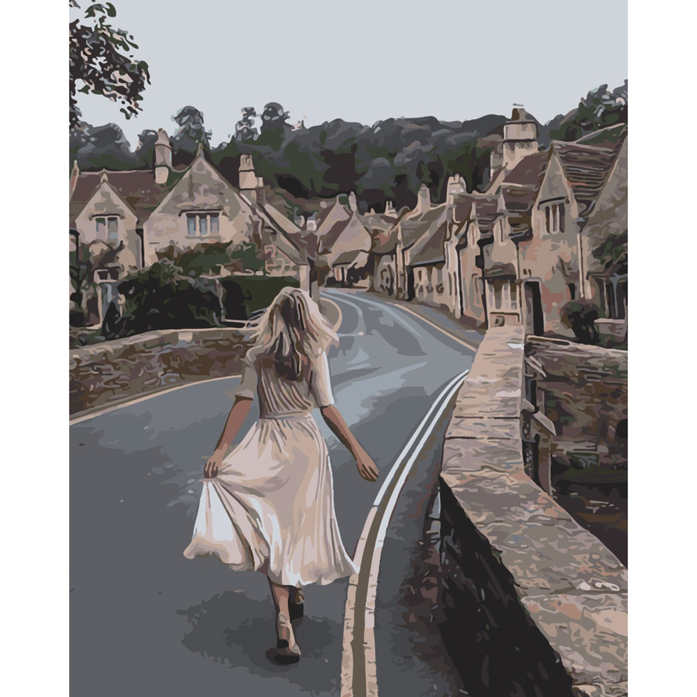 Фото, Відеоогляди картина за номерами strateg преміум стежка до міста з лаком розміром 40х50 см sy6418