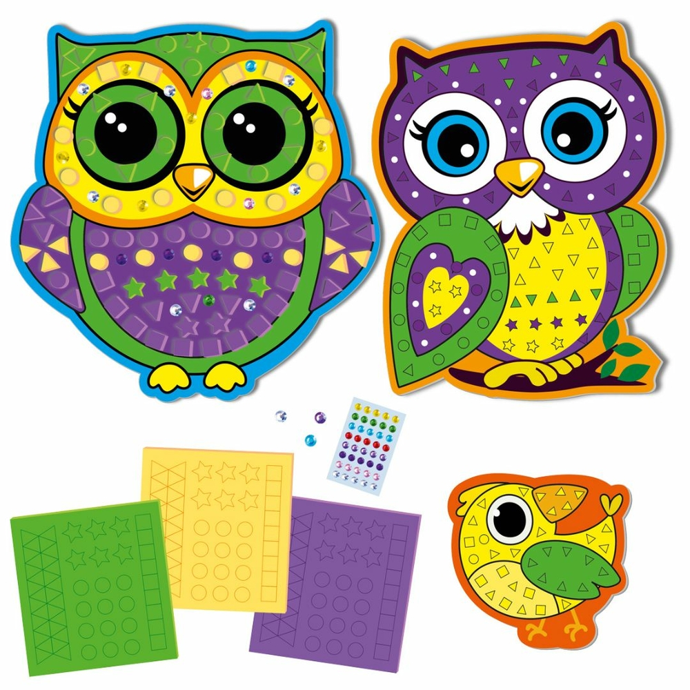 Фото, Видеообзоры набір для творчості vladi toys зі м'якою мозаїкою та стразами «містичні сови» vt4511-22