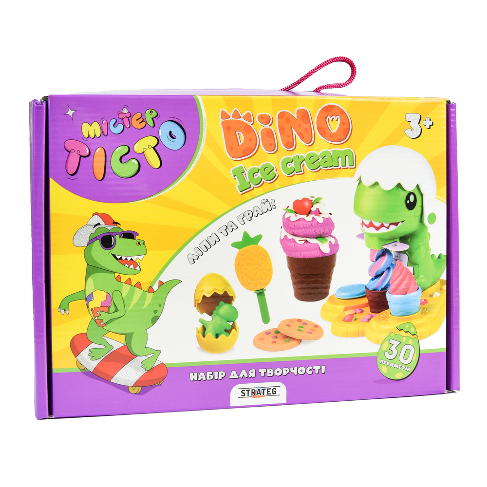 Фото, Видеообзоры набір для творчості містер тісто dino ice cream strateg українською мовою (41024)