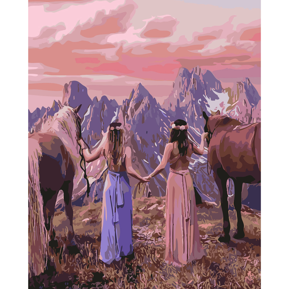 Фото, Відеоогляди картина за номерами strateg преміум подруги-наїзниці з лаком розміром 40х50 см sy6329