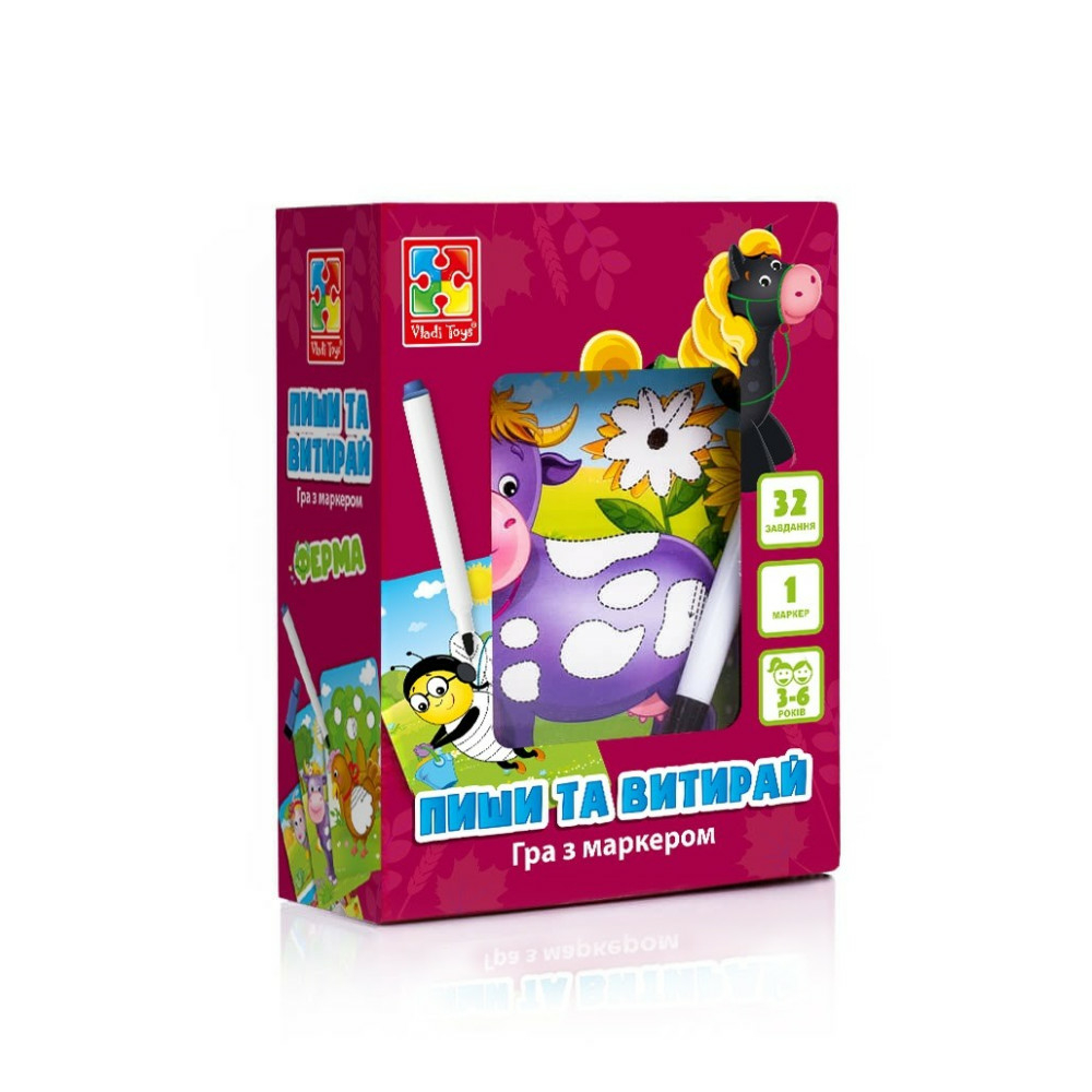 Фото, Видеообзоры гра настільна «пиши та витирай. ферма» vt5010-19