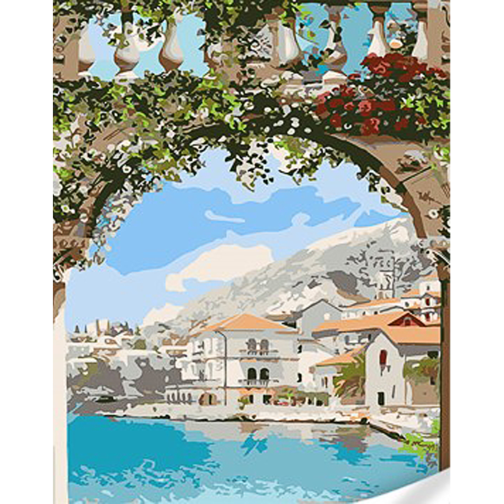 Фото, Відеоогляди картина за номерами strateg преміум романтична затока з лаком та з рівнем розміром 30х40 см (ss1055)