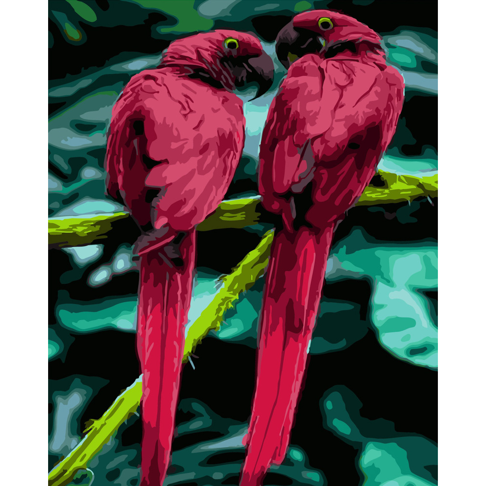 Фото, Видеообзоры картина за номерами strateg преміум малинові ара розміром 40х50 см (gs468)