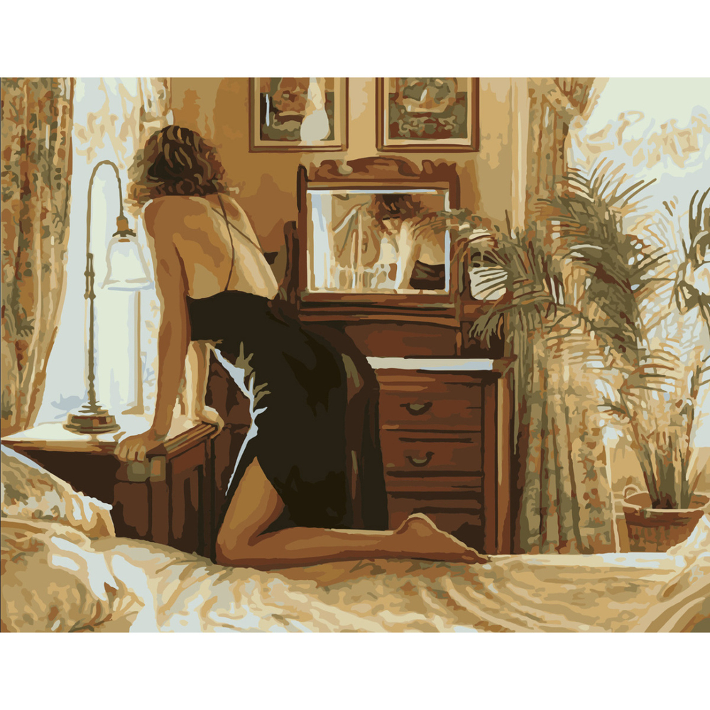 Фото, Відеоогляди картина за номерами strateg преміум ранок біля вікна з лаком розміром 40х50 см sy6601