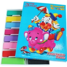 Пластилін восковий, 16 кольорів, зі стеком, 320г,  Little Artist