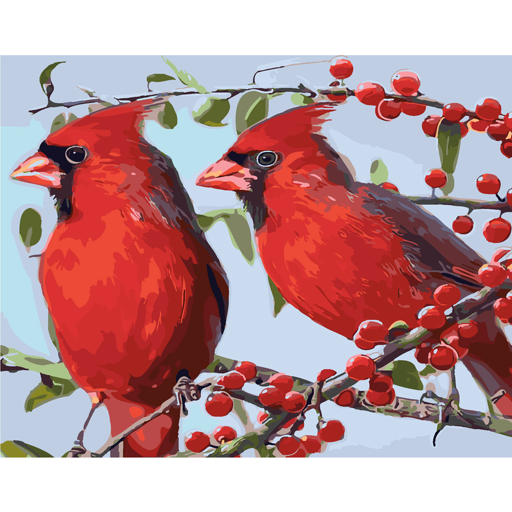 Фото, Відеоогляди картина за номерами strateg преміум свиристелі на калині з лаком розміром 40х50 см sy6335
