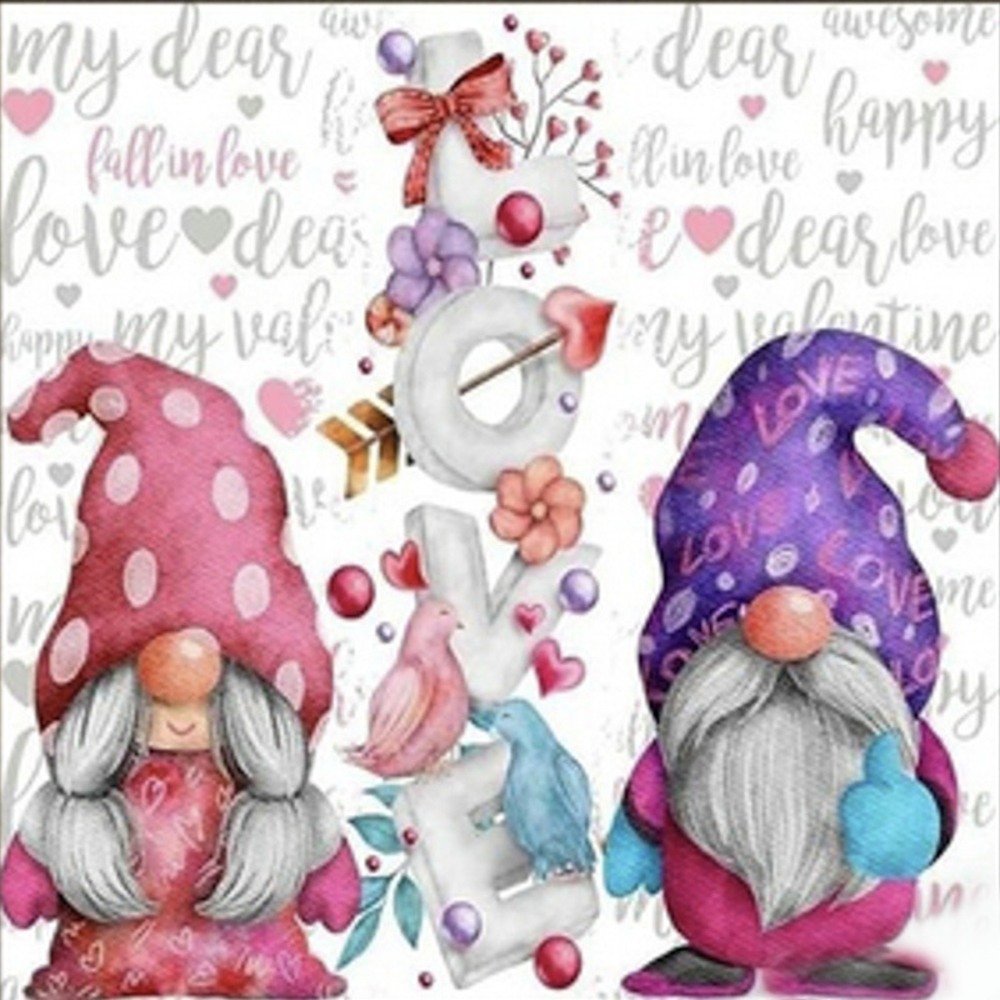 Фото, Видеообзоры алмазна мозаїка strateg преміум  гноми кохання розміром 30х30 см  (me13837)