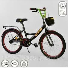 Велосипед 20 дюйм,2-х колісн,G-20770 CORSO Чорний ,ручн,тормоз,дзвіночок,сидіння з ручкою