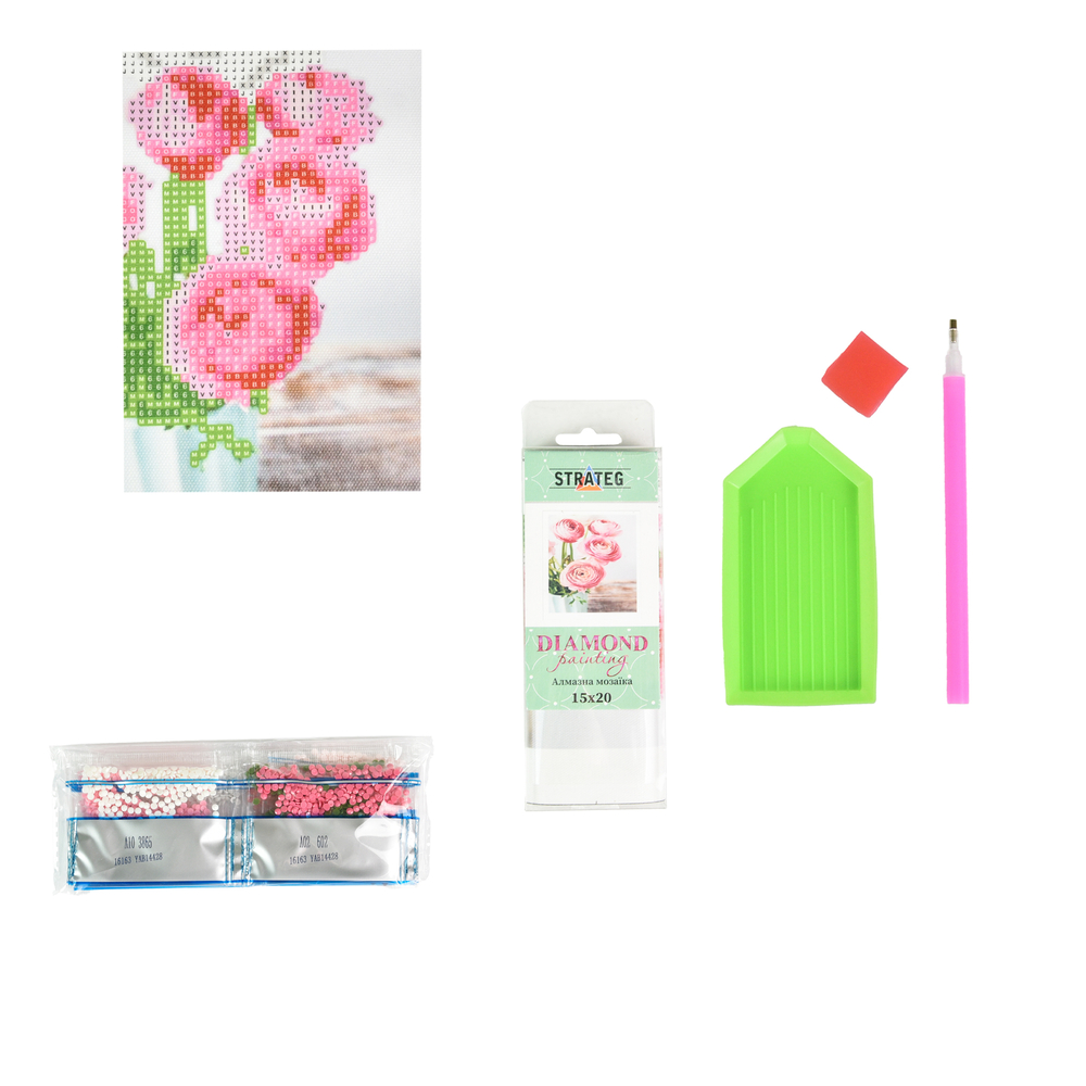 Фото, Відеоогляди алмазна мозаїка strateg преміум рожева симфонія без підрамника розміром 10х15 см (yab14428)