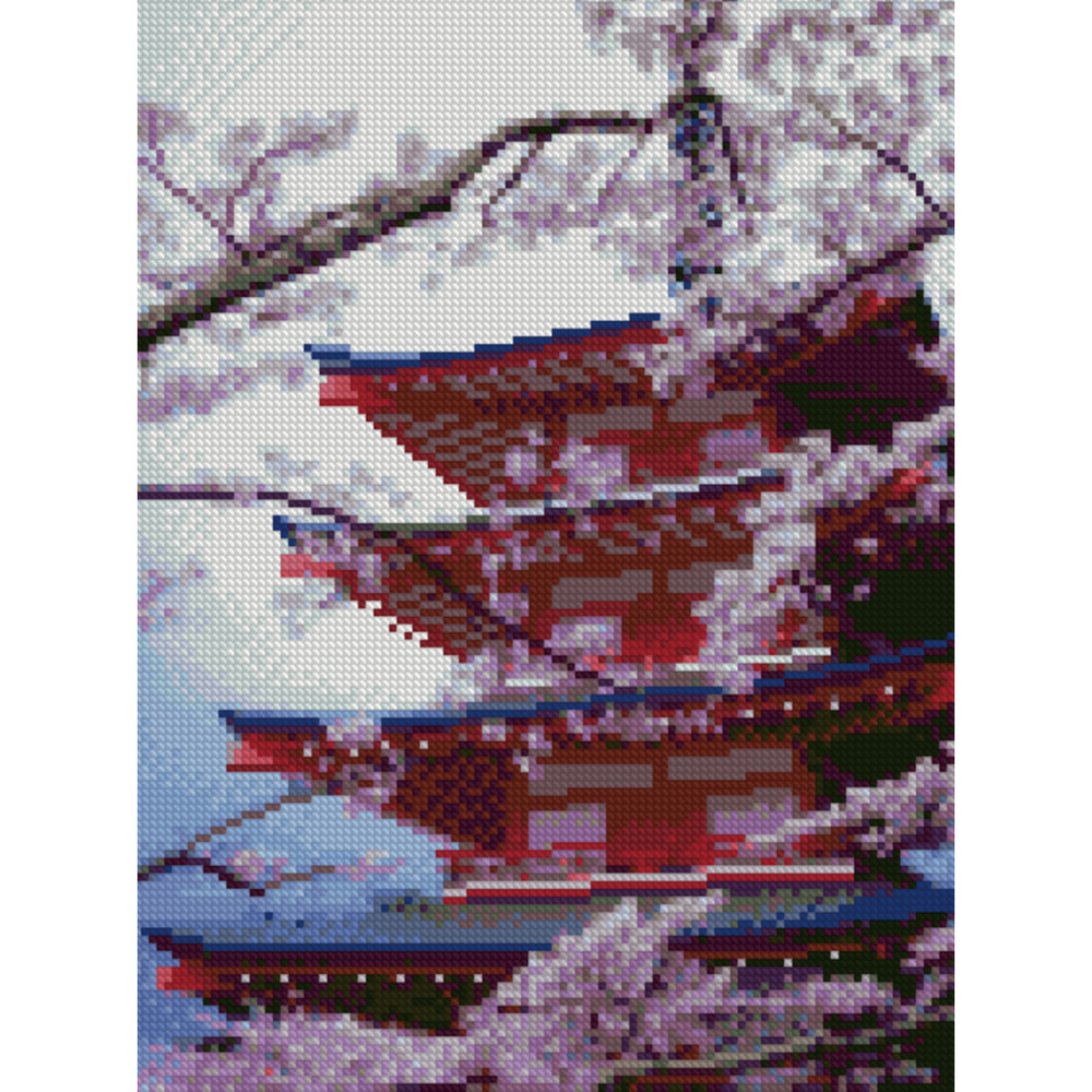 Фото, Відеоогляди алмазна мозаїка strateg преміум квітуча сакура 30х40 см hx063