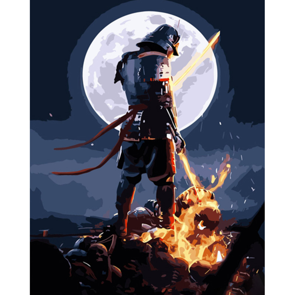 Фото, Видеообзоры картина за номерами strateg преміум помста самурая з лаком та з рівнем розміром 40х50 см (gs1349)