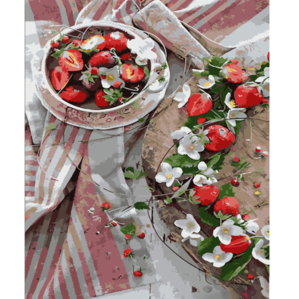 Фото, Відеоогляди картина за номерами strateg преміум суничне чаювання розміром 40х50 см (hh028)