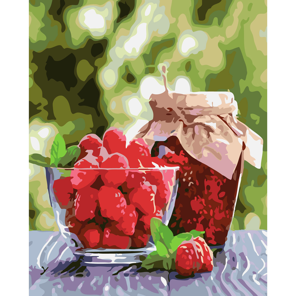 Фото, Відеоогляди картина за номерами strateg преміум малинове варення з лаком розміром 40х50 см sy6282